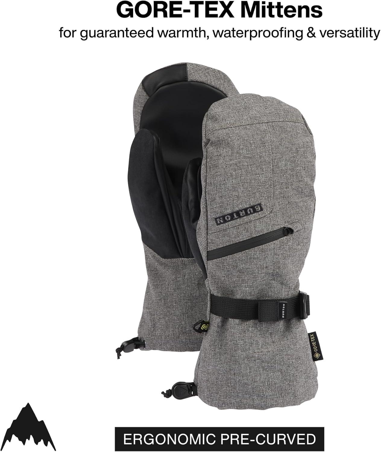 imageBurton Mens GoreTEX Insulated Mittens Waterproof Winter Snowboard Mittens with Touch Screen Tech ampamp Removable LinerGray Heather