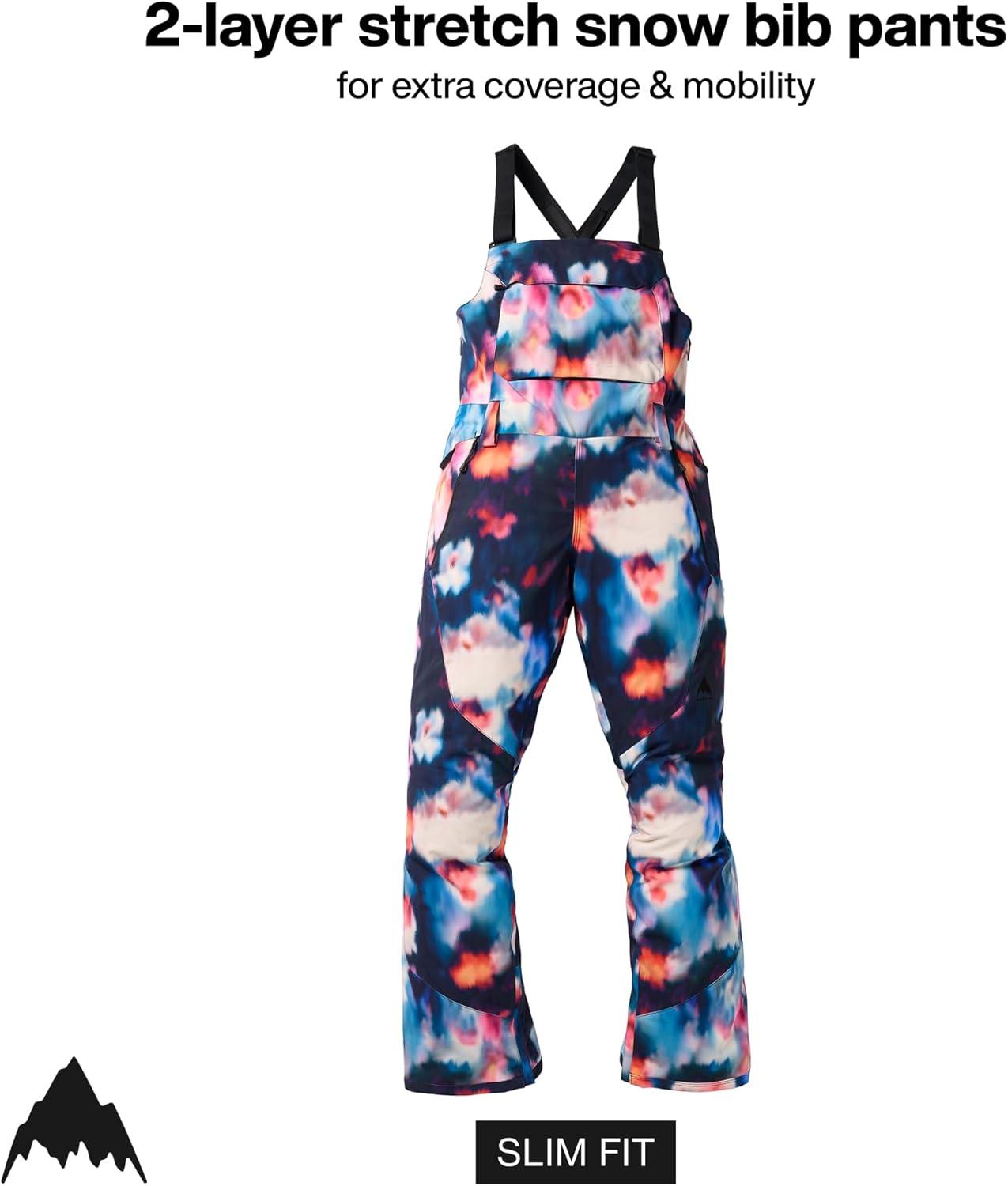 imageBurton Womens Reserve 2Layer Stretch Bib Pants Waterproof Winter Snowboard Bib Pants with Stretch FitFloral Blur