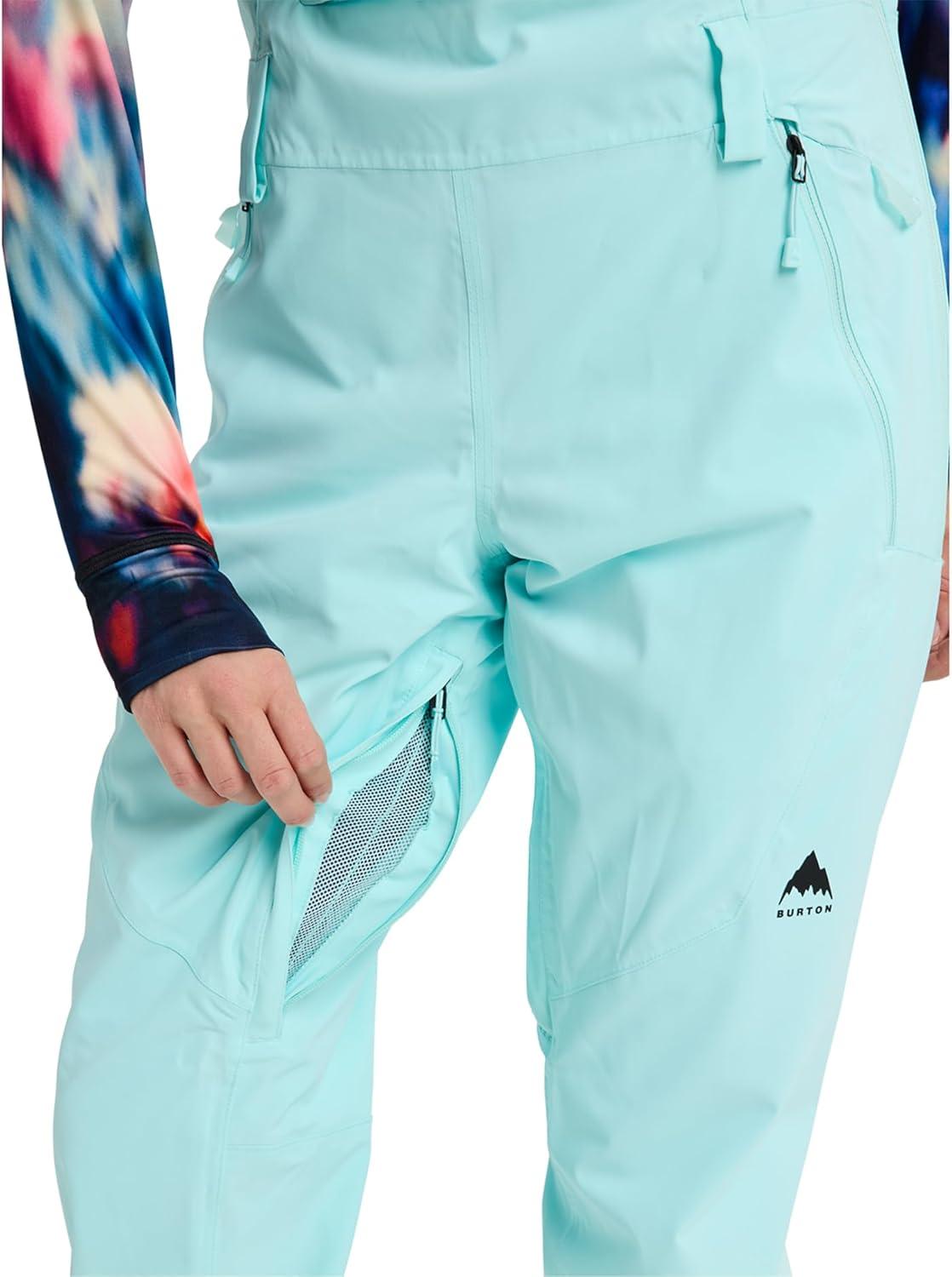 imageBurton Womens Reserve 2Layer Stretch Bib Pants Waterproof Winter Snowboard Bib Pants with Stretch FitLight Teal