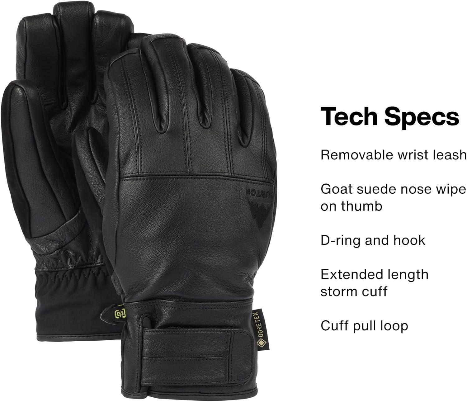 imageBurton Mens Gondy GORETEX Insulated Leather Gloves Waterproof Winter Snowboard Gloves with Durable Flexible LeatherTrue Black