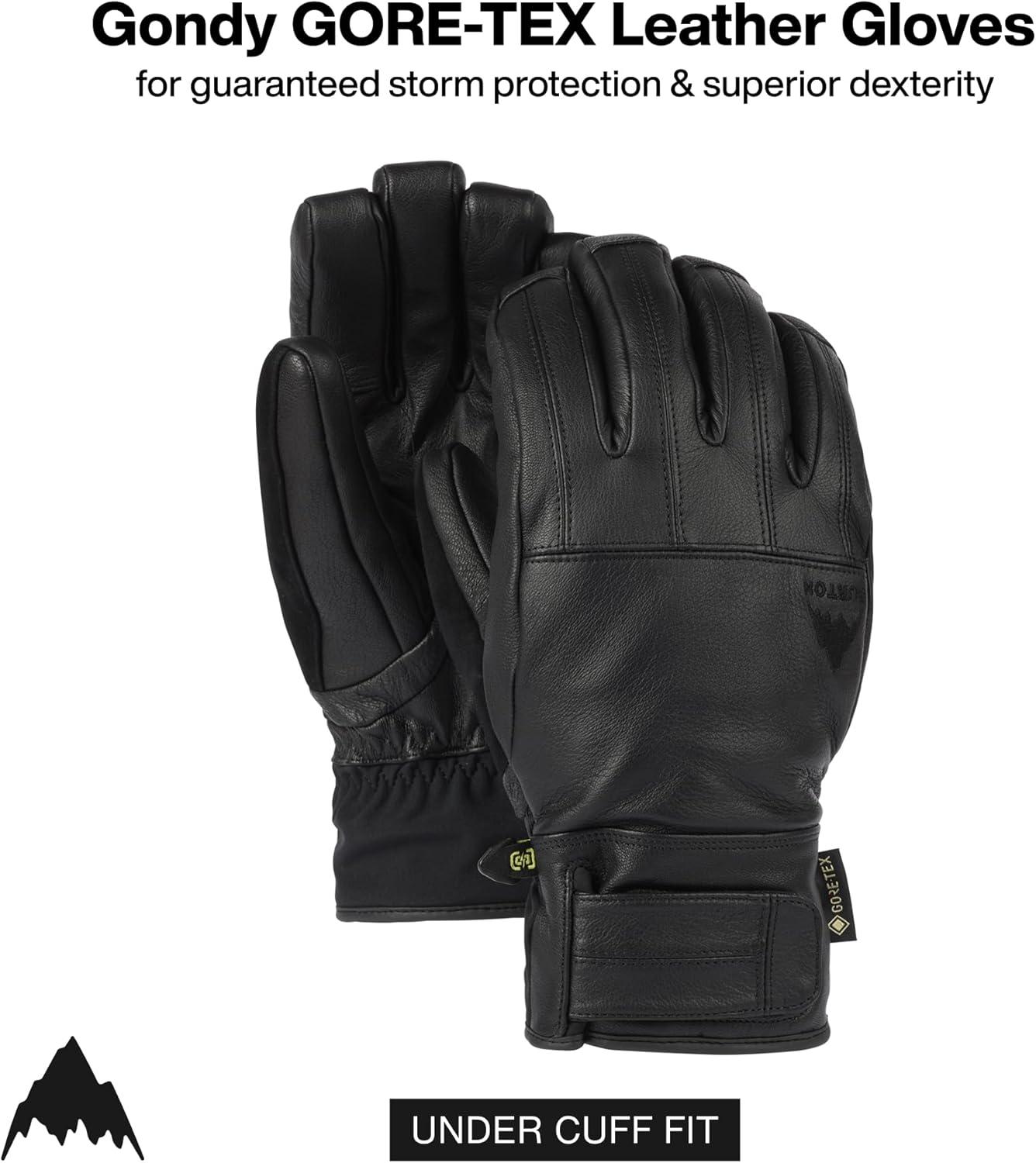 imageBurton Mens Gondy GORETEX Insulated Leather Gloves Waterproof Winter Snowboard Gloves with Durable Flexible LeatherTrue Black