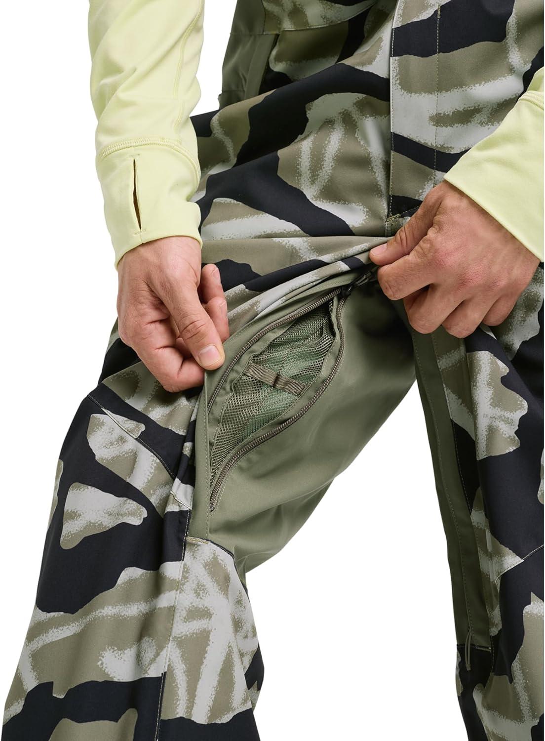 imageBurton Mens Reserve 2Layer Bib Pants Waterproof Winter Snowboard Bib Pants Perfect for LayeringGraffiti Camo Forest Moss