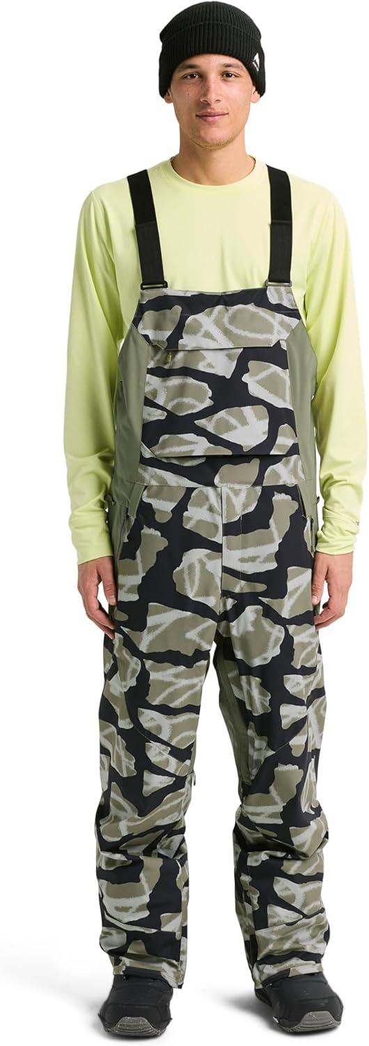 imageBurton Mens Reserve 2Layer Bib Pants Waterproof Winter Snowboard Bib Pants Perfect for LayeringGraffiti Camo Forest Moss