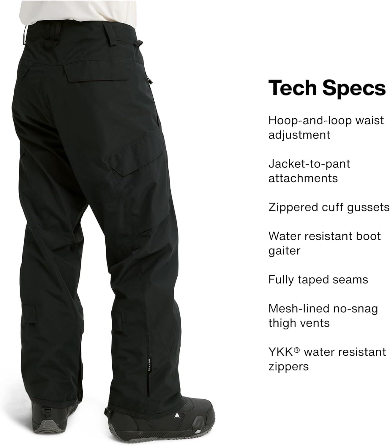 imageBurton Mens Reserve 2Layer Pants Waterproof Winter Snowboard Pants Perfect for LayeringTrue Black