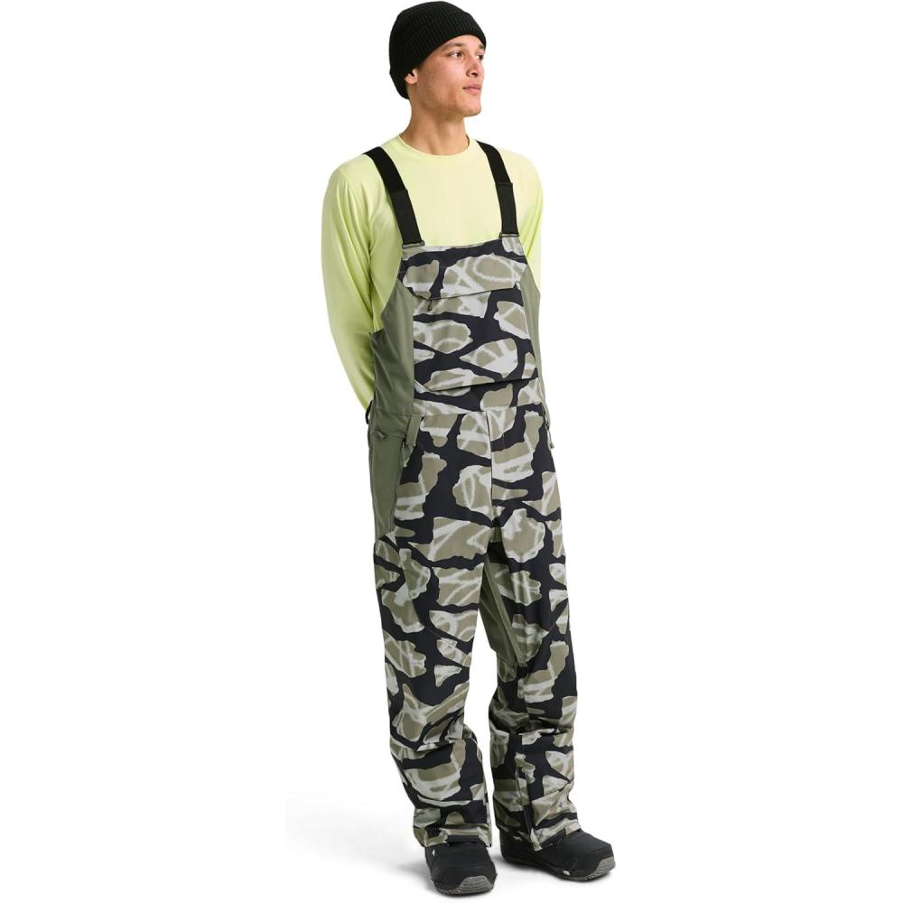 imageBurton Mens Reserve 2Layer Bib Pants Waterproof Winter Snowboard Bib Pants Perfect for LayeringGraffiti Camo Forest Moss
