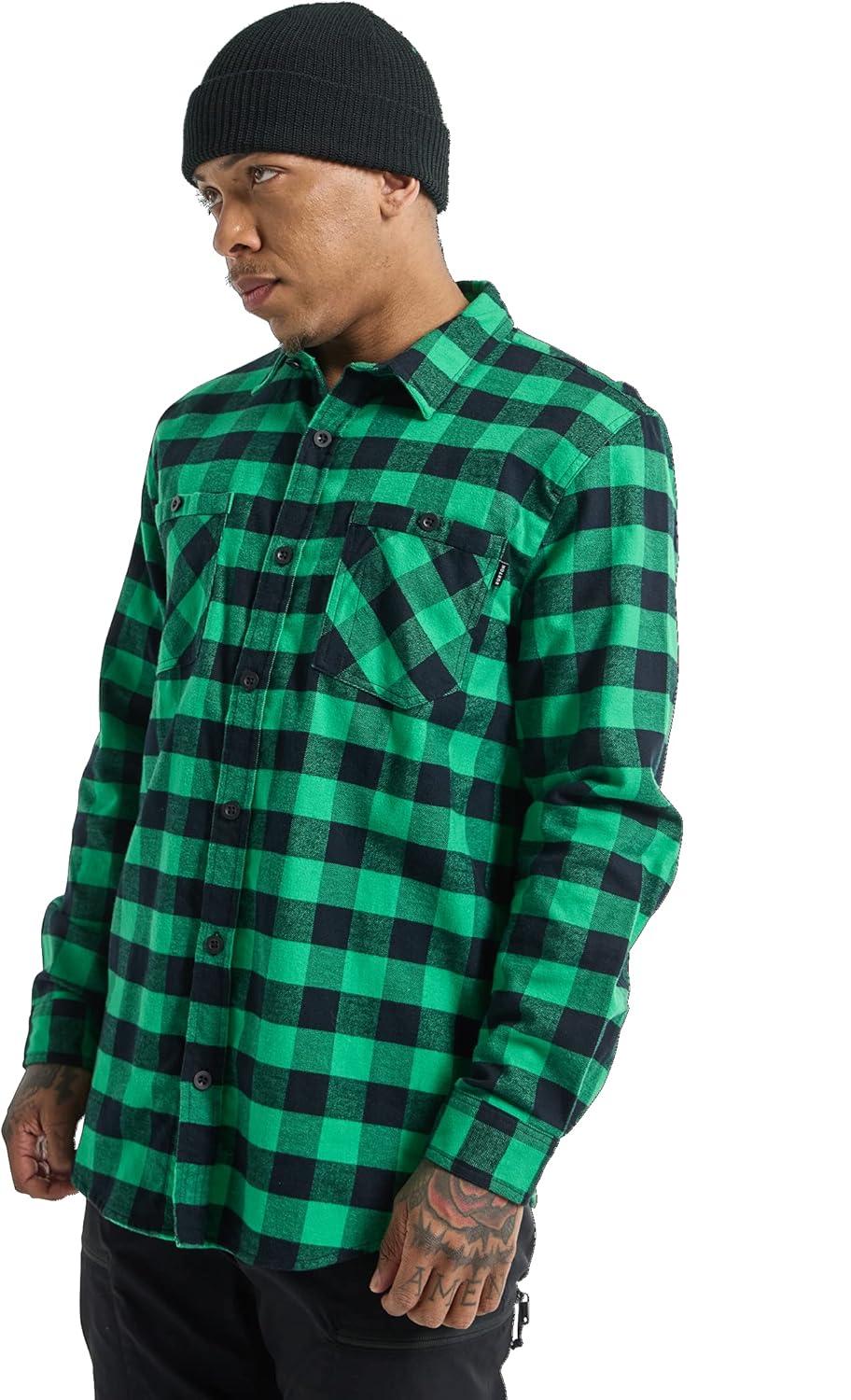 imageBurton Mens Favorite Long Sleeve FlannelClover Green Buffalo Plaid