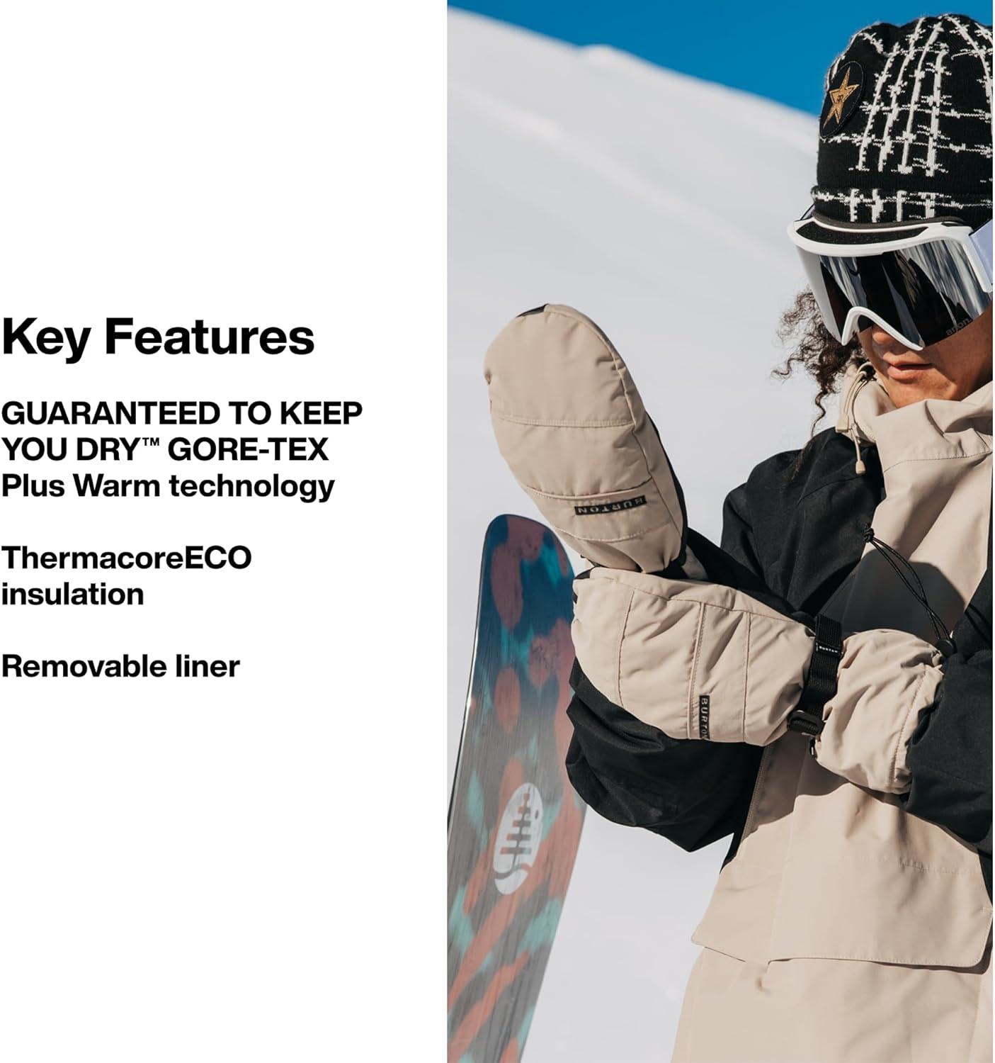 imageBurton Mens GoreTEX Insulated Mittens Waterproof Winter Snowboard Mittens with Touch Screen Tech amp Removable LinerGray Heather