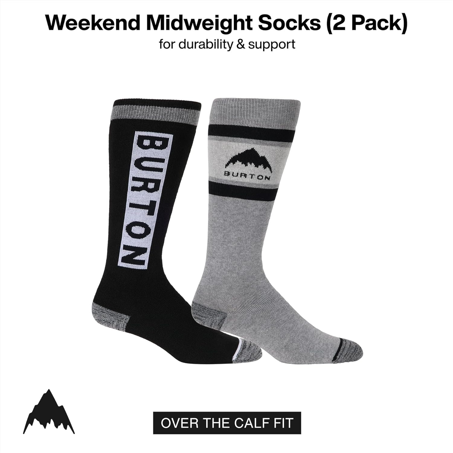 image:imageBurton Womens 2Pack Weekend Midweight Winter Socks Warm Snowboard Socks with Arch Support amp Reinforced Toe amp HeelTrue Black