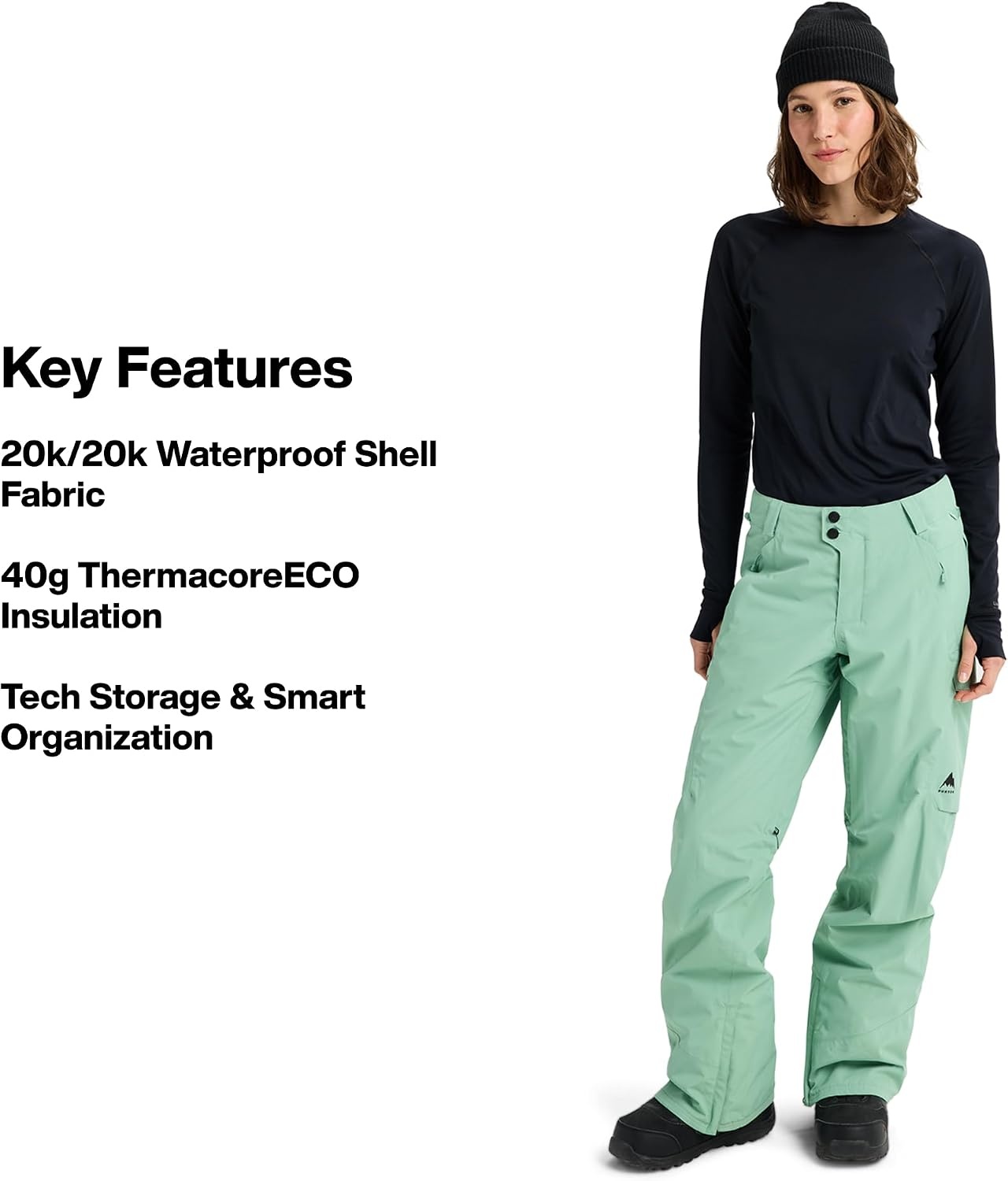 image:imageBurton Womens Reserve 2Layer Insulated Pants Waterproof Winter Snowboard PantsSoft Sage