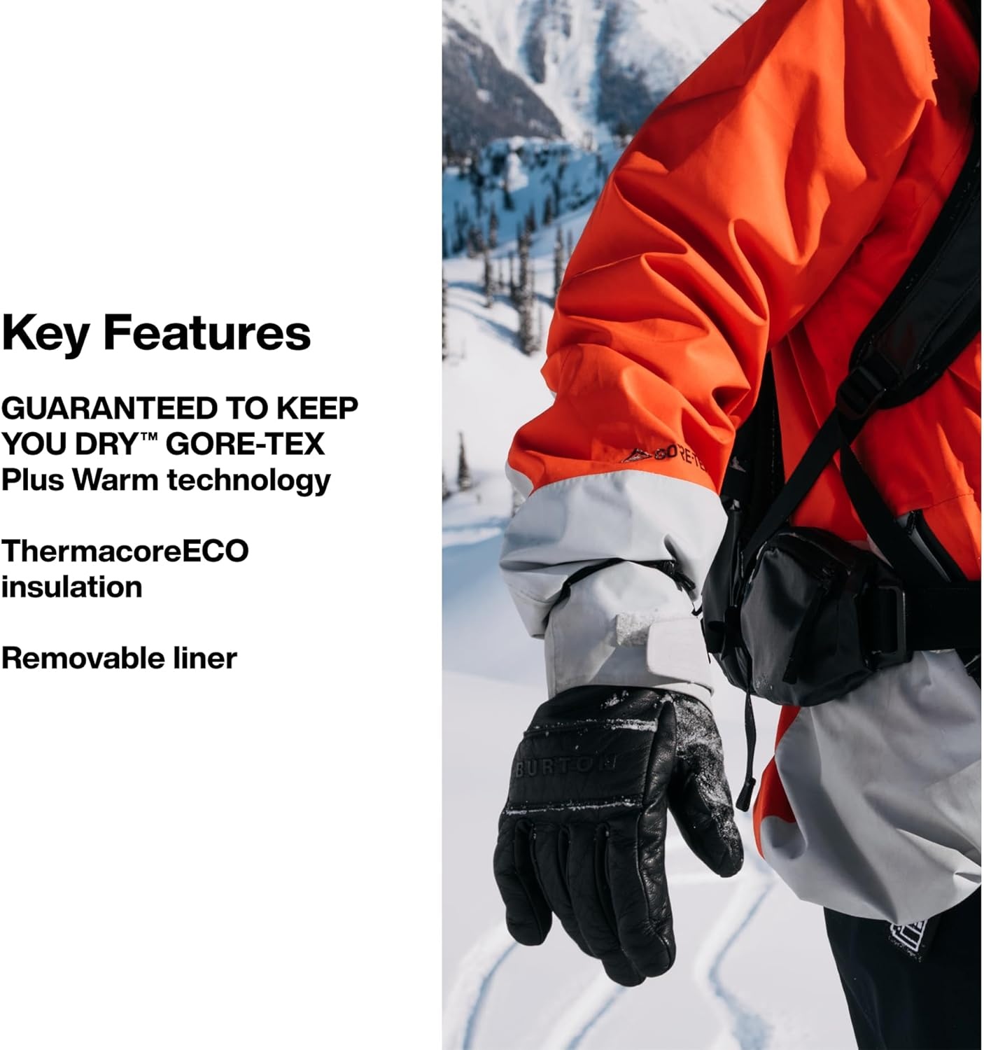 image:imageBurton Womens GoreTEX Insulated Gloves Waterproof Winter Snowboard Gloves with Touch Screen Tech amp Removable LinerGray Heather