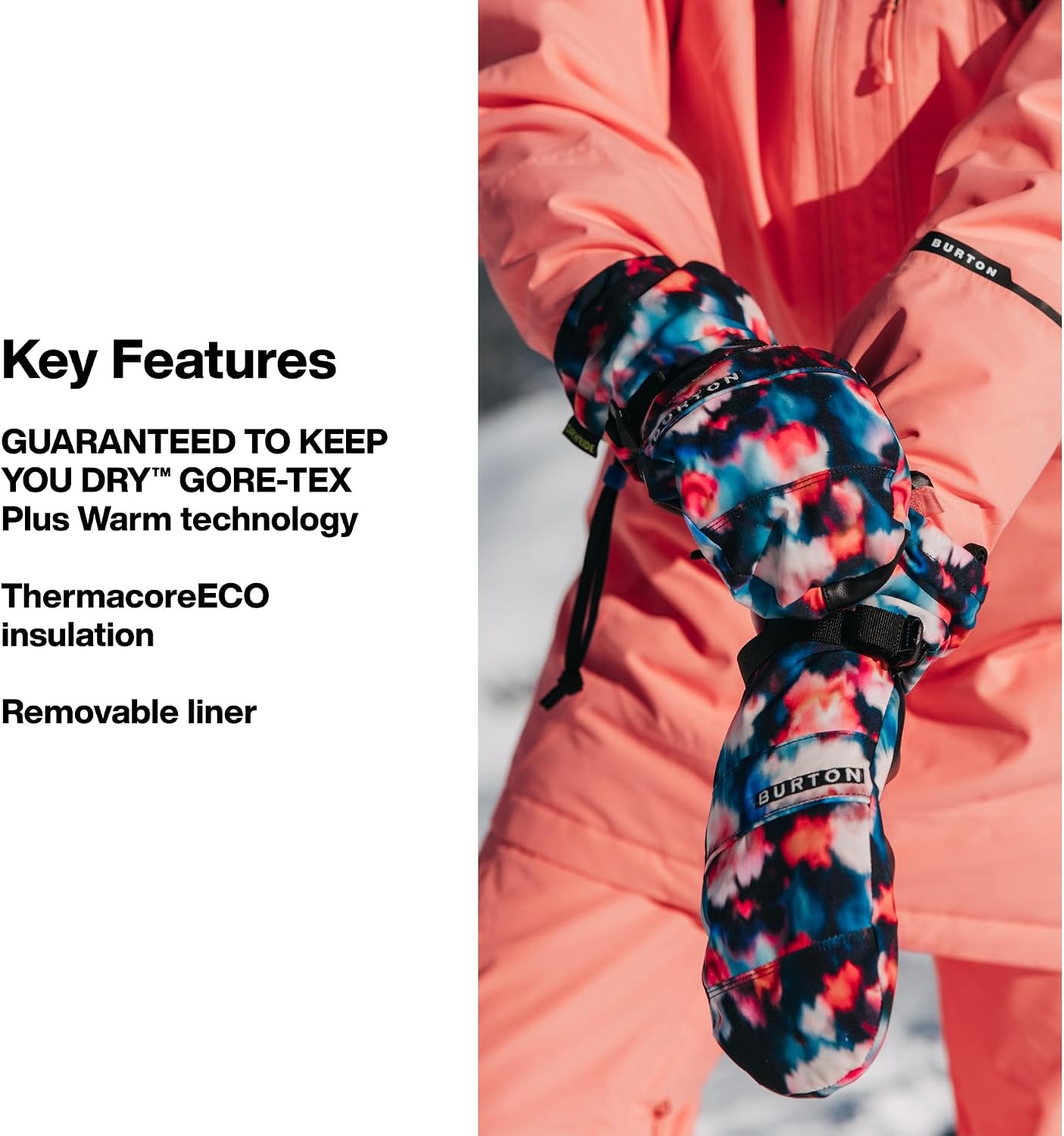 image:imageBurton Womens GoreTEX Insulated Mittens Waterproof Winter Snowboard Mittens with Touch Screen Tech amp Removable LinerSummit Taupe