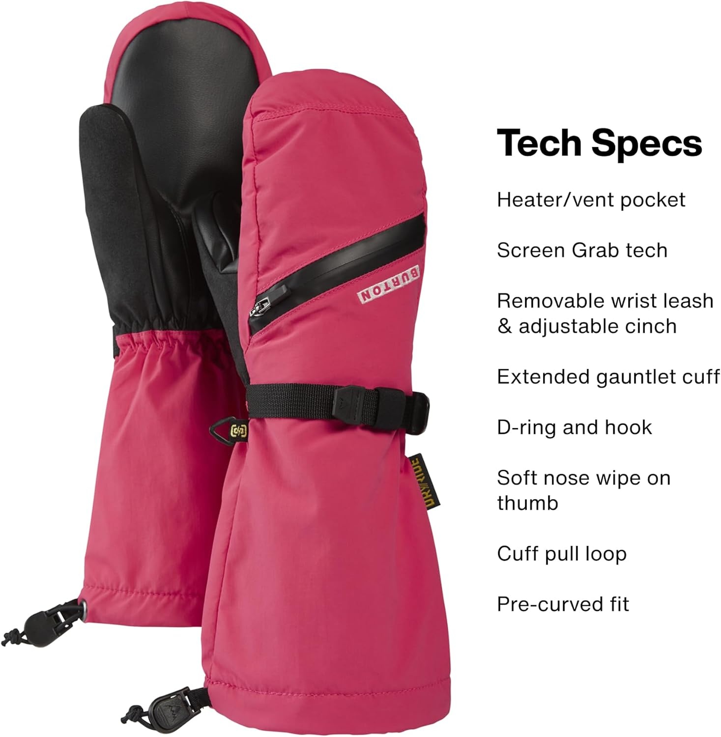 image:imageBurton Kids Vent Insulated Mittens Waterproof Winter Snowboard Mittens for Boys amp GirlsAzalea Pink