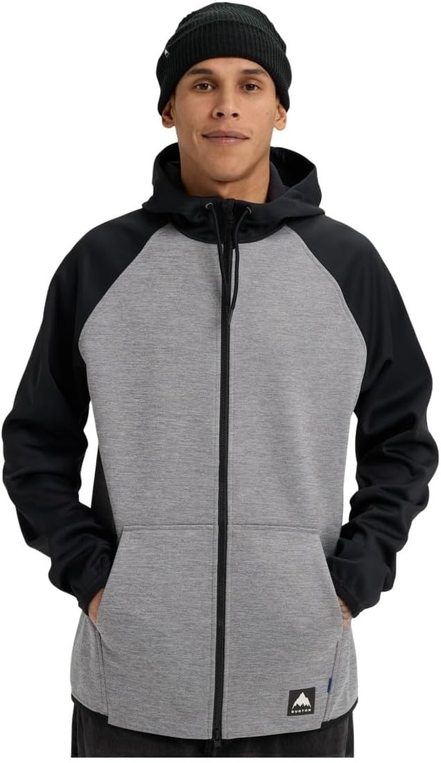 image:imageBurton Mens Crown Weatherproof WaterResistant Bonded FullZip FleeceGray Heather True Black