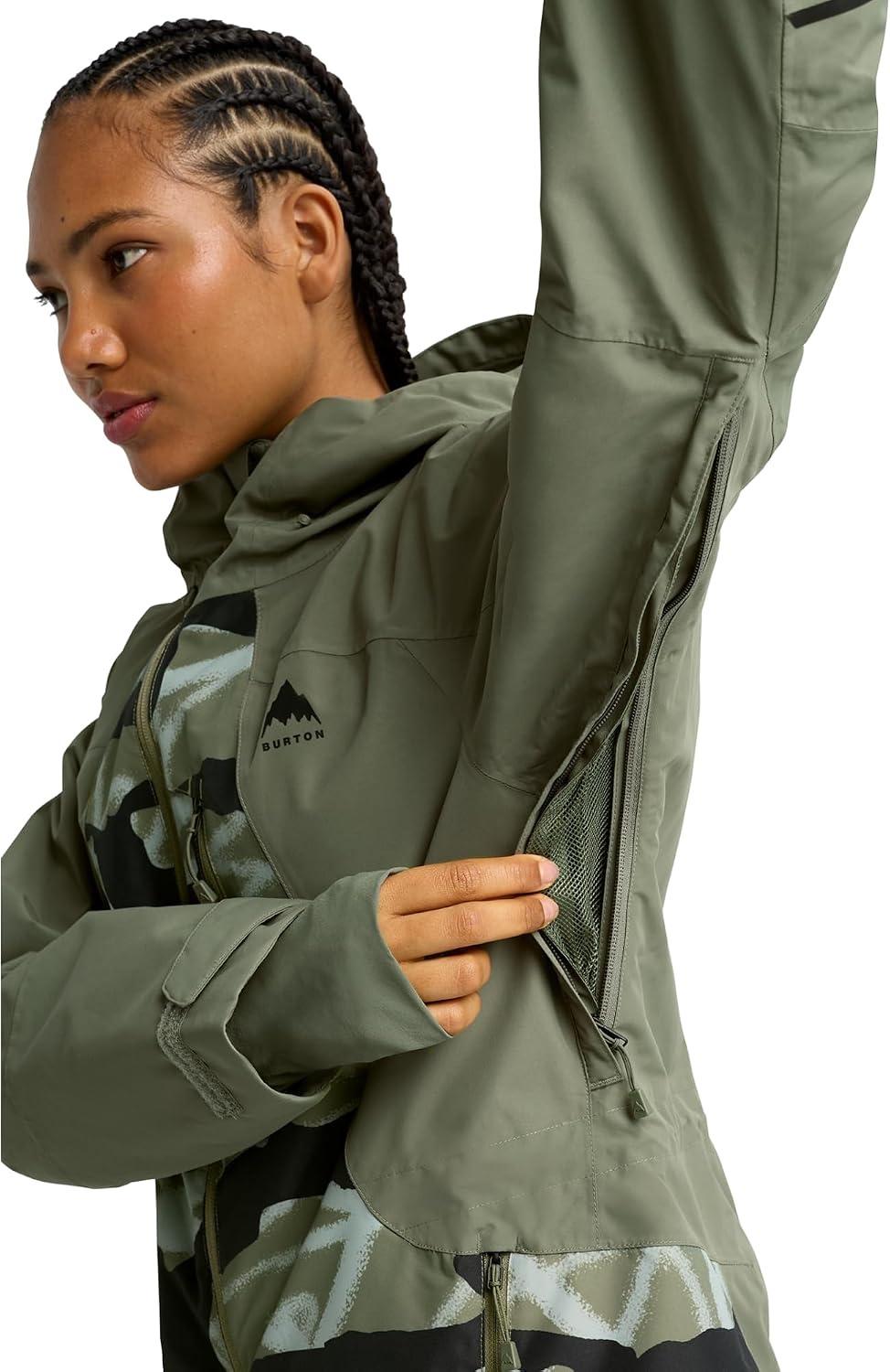 image:imageBurton Womens Reserve 2L Jacket True Black LForest Moss Graffiti Camo