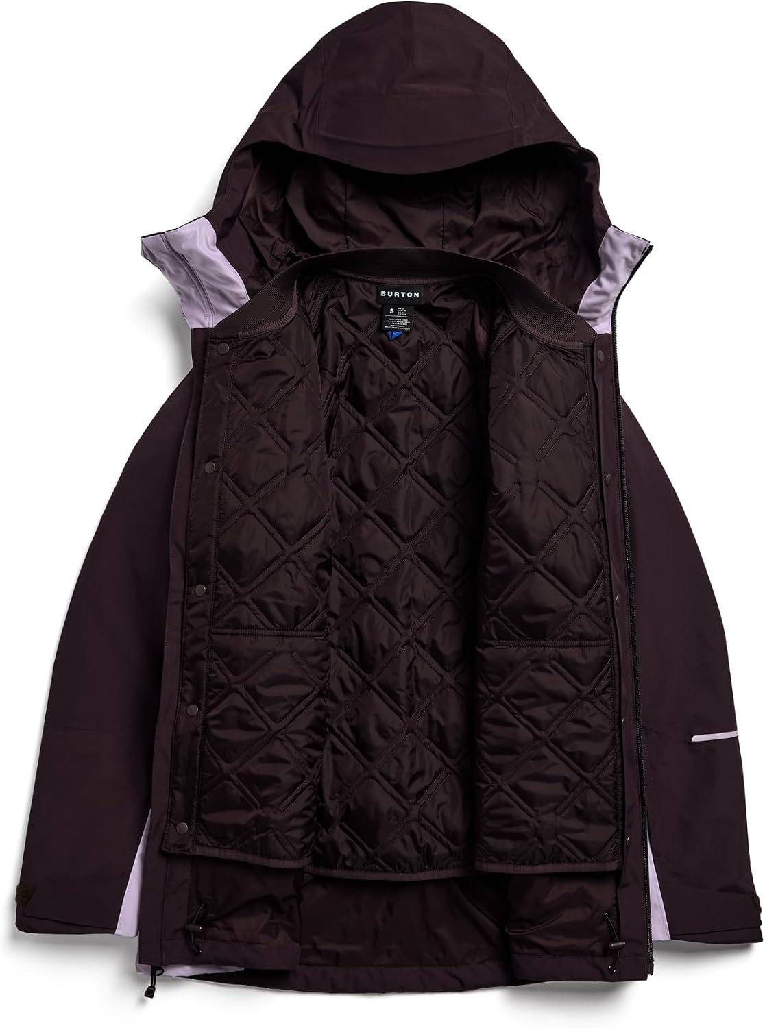 image:imageBurton Womens Reserve 2Layer 3in1 Jacket Waterproof Winter Snowboard Jacket with Removable Insulated Liner amp HoodBear Hug BrownMoondust Purple