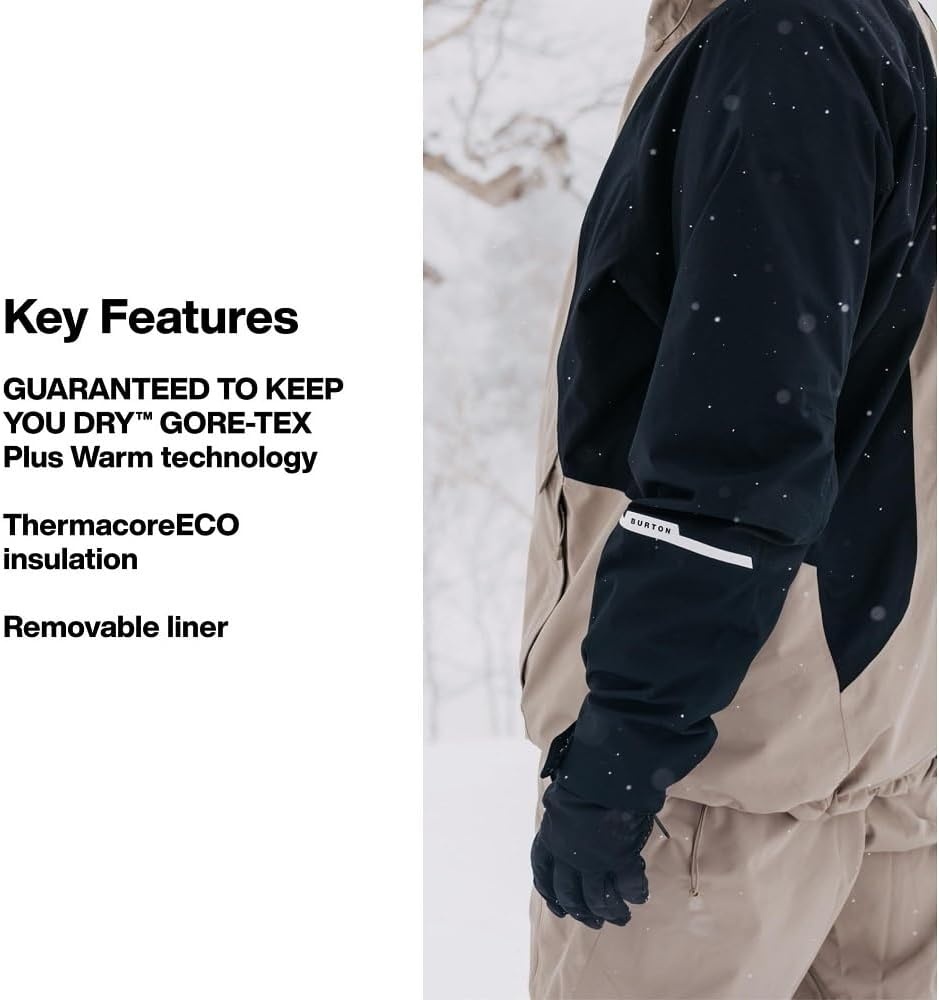image:imageBurton Mens GoreTEX Insulated Gloves Waterproof Winter Snowboard Gloves with Touch Screen Tech amp Removable LinerGray Heather