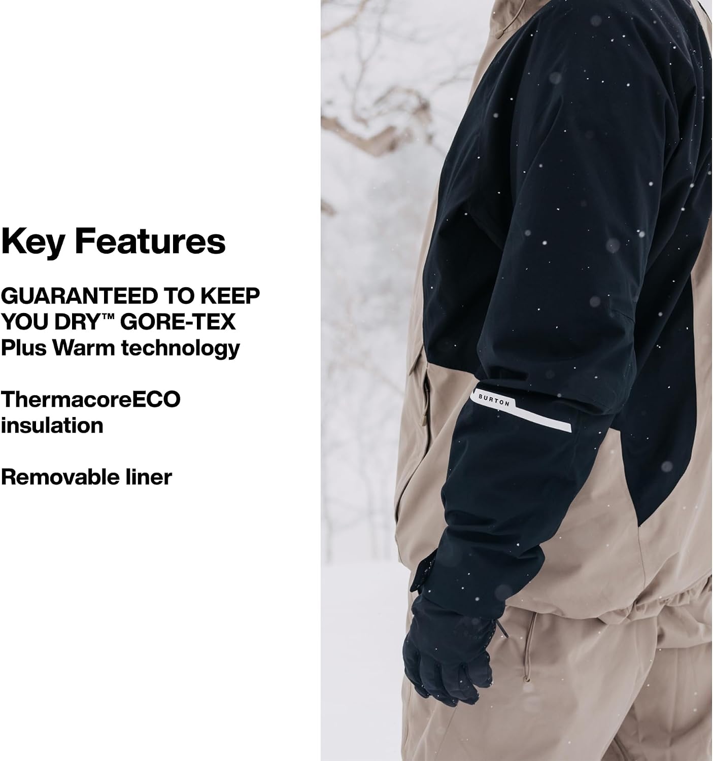 image:imageBurton Mens GoreTEX Insulated Gloves Waterproof Winter Snowboard Gloves with Touch Screen Tech amp Removable LinerSummit Taupe